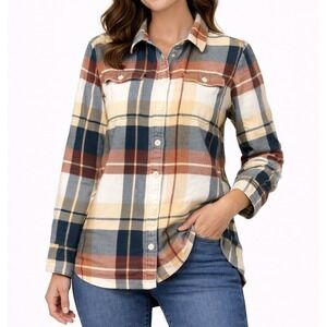 Patagonia Fjord Flannel Women's 4 Organic Cotton Plaid Button Up Shirt Midweight